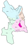 Map of Nad Jazerom borough, location within Košice, Slovakia